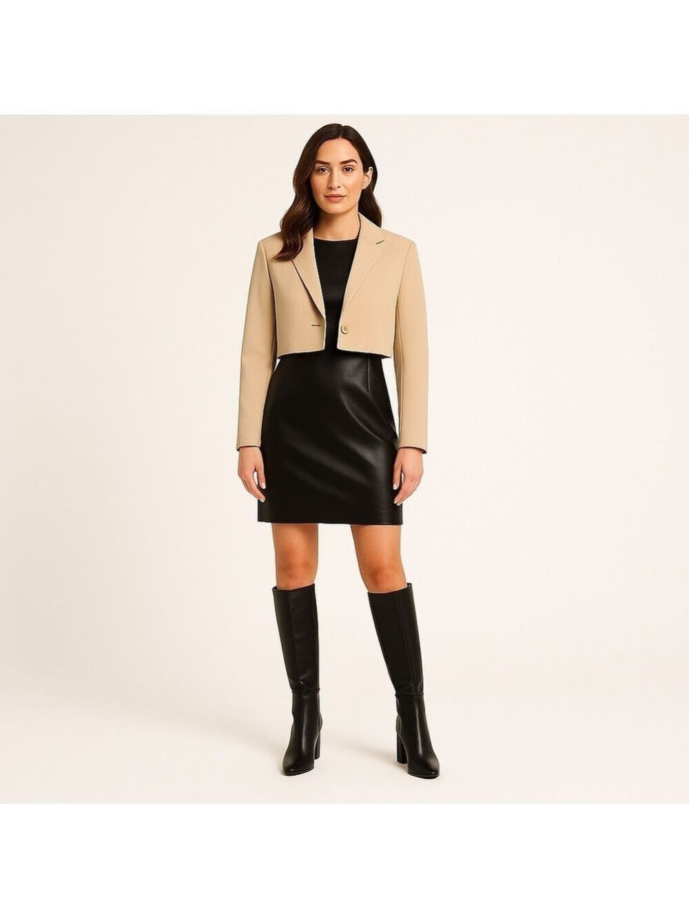 Zara beige crop blazer NWT Neutral beige one button closure dress jacket small